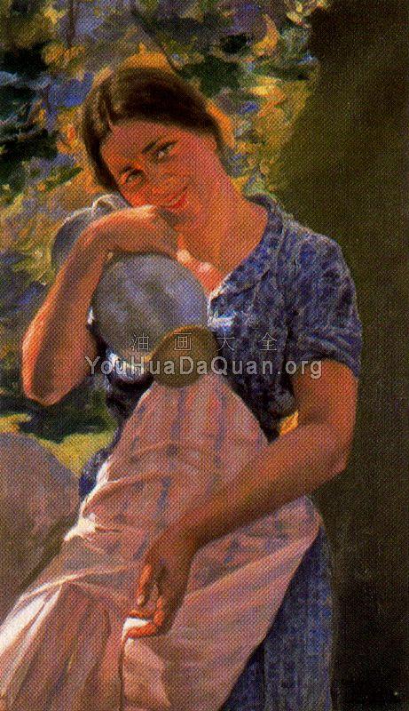 Mujer con cantaro - 伊格纳西奥·狄亚兹·奥拉诺